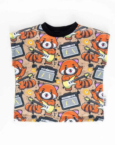 Tshirt cousu main motif chauve panda roux dessin exclusif