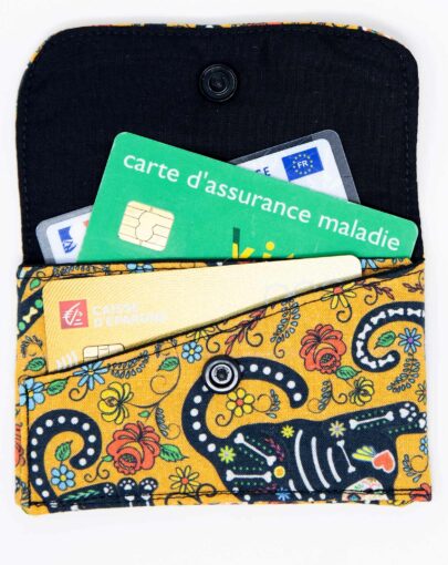 Porte carte porte monnaie cousu main en France