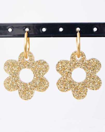 Boucles d’oreilles fleur glitter or